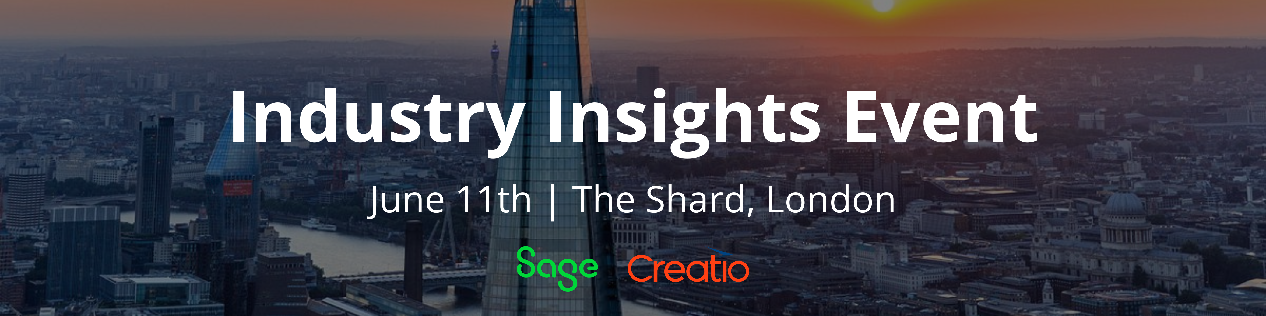 A high-rise shot of the Shard, London with a text overlay saying "Industry Insights Event"
