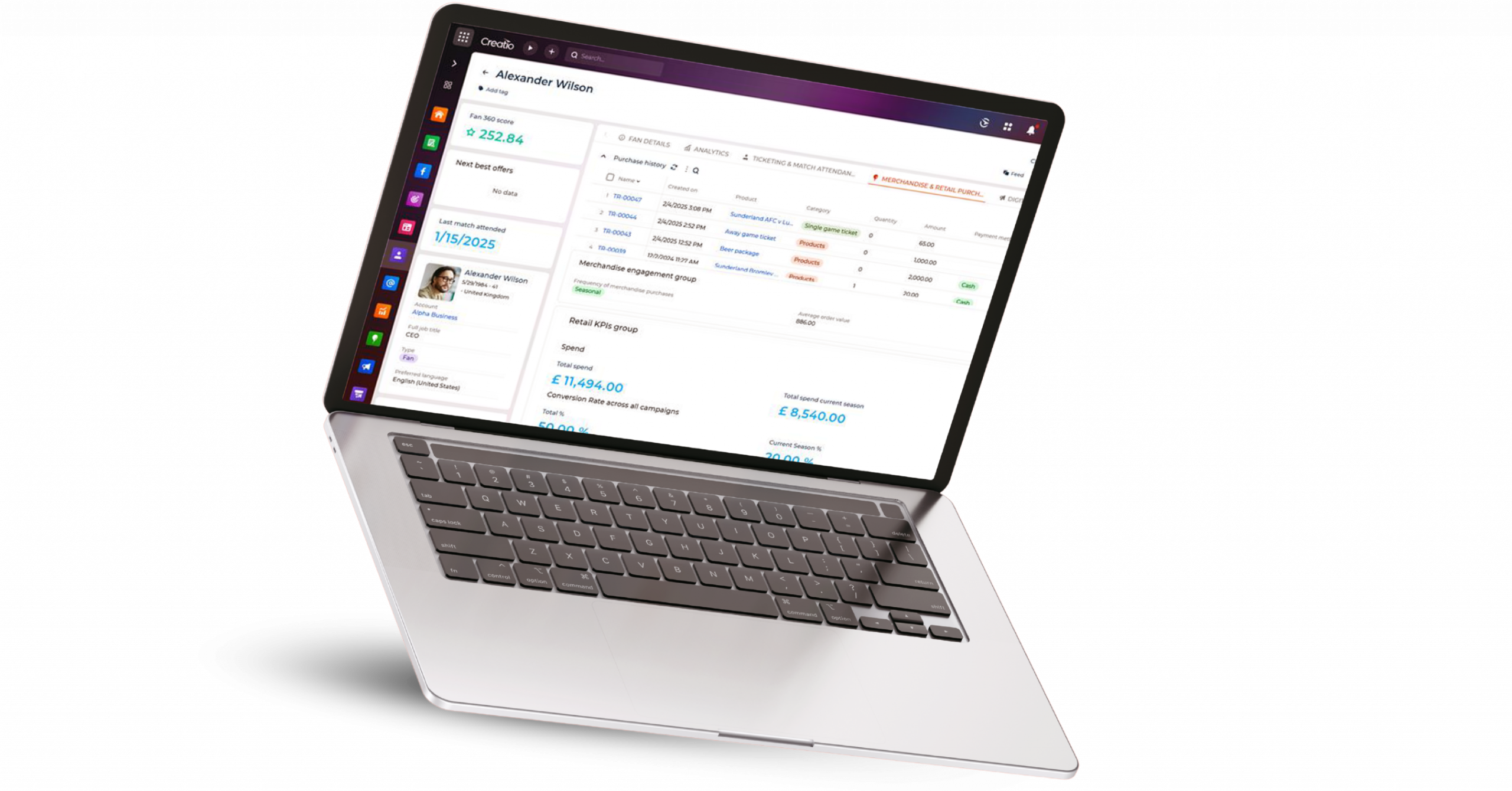 Creatio Membership Management Display CRM view